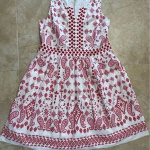 Talbots Red and White Paisley Dress with pockets!